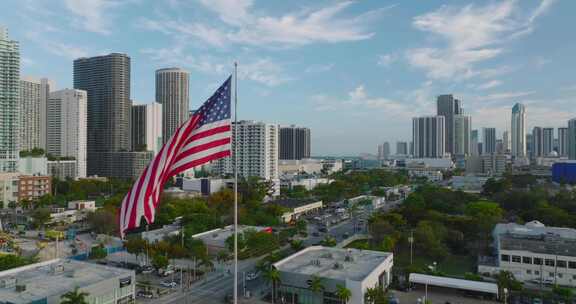 迈阿密，城市，美国国旗，建筑物