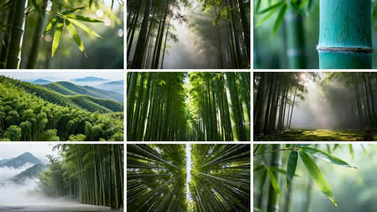 竹林秘境光影美 绿水青山竹林景