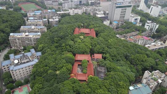 航拍湖南岳阳金鹗山公园