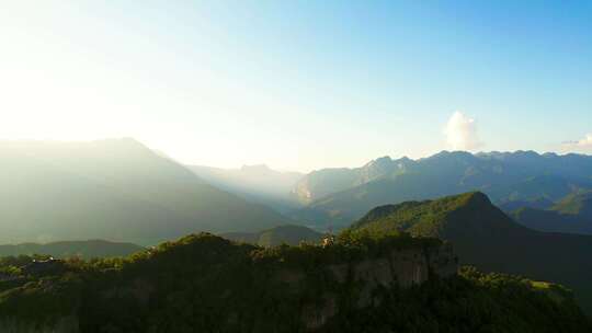 四川江油窦团山夕阳航拍美景