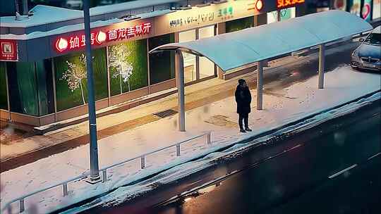 冬天城市雪景雪景夜晚夜景冬季下雪天ai素