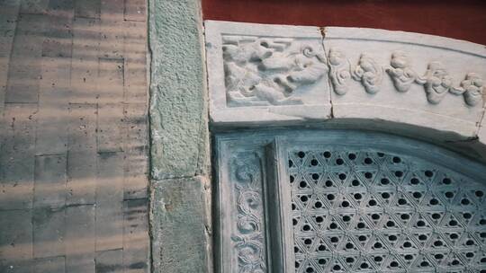 中式古建筑 汉白玉窗框 旋转