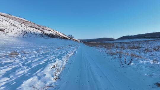 大兴安岭林区山间冰雪道路山区雪路山路