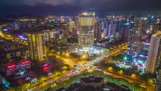 海南三亚CBD中央商务区城市夜景交通延时