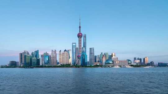 4k延时上海陆家嘴和黄浦江日转夜