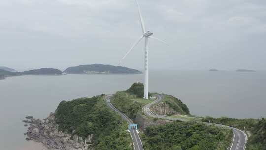 原创航拍LOG台州玉环1号公路风力发电4K-2-7