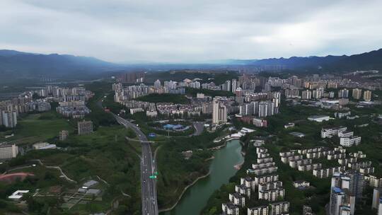 重庆北碚城市风光积雨云航拍延时