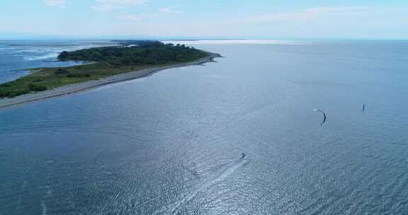 风筝冲浪，海，降落伞，岛