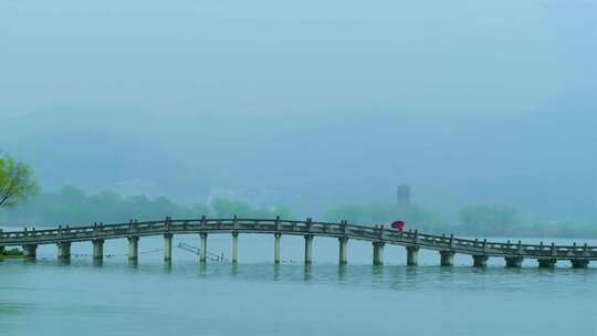 杭州萧山湘湖景区春天春雨视频素材模板下载