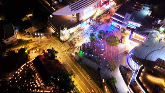 航拍香港太平山顶夜景维多利亚港