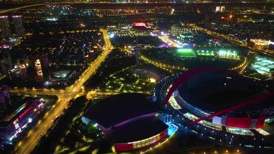 南京市市区车流城市夜景航拍延时视频素材模板下载