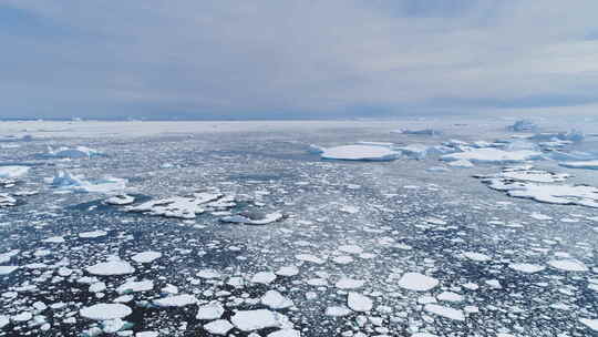 南极洲冰极地海洋海景鸟瞰视频素材模板下载