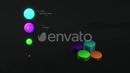 3D彩色动态数据分析图表企业开会元素AE模版