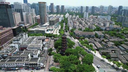 浙江宁波天封塔地标建筑航拍