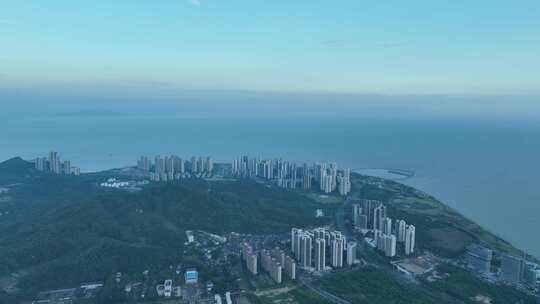 珠海唐家湾海岸风景航拍城市海岸线海边风光