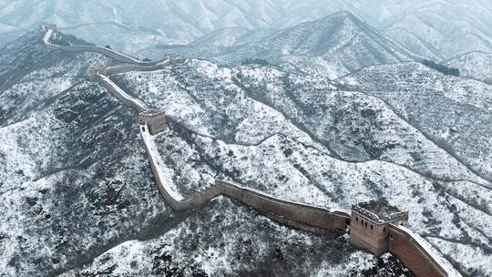 北国风光万里长城雪景视频素材模板下载