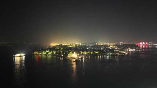 福建厦门鼓浪屿夜景航拍