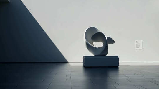 极简空间内抽象雕塑展示
