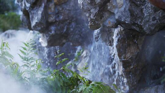 中式合院外景观水池假山假石