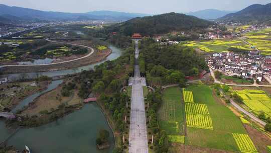 航拍湖南株洲旅游5A级炎帝陵景区