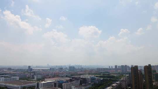 杭州钱塘新区蓝天白云风景航拍延时摄影