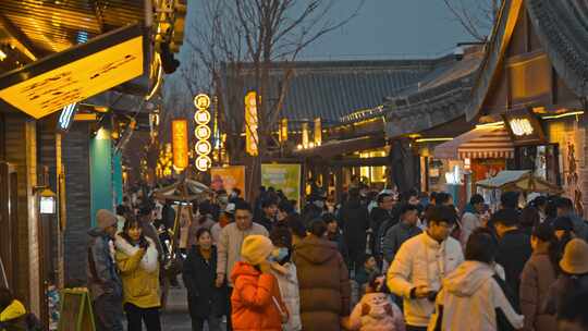 城市夜景生活气息夜市夜生活人流烟火气