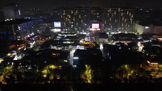 济南泉城广场宽厚里夜景航拍