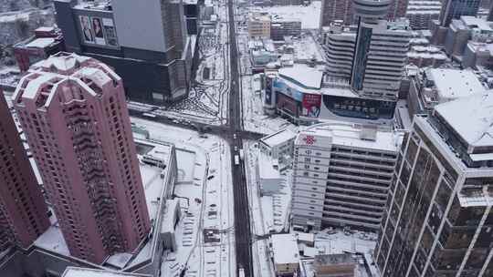 郑州大卫城航拍下雪