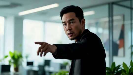 商务男士办公室指点动作