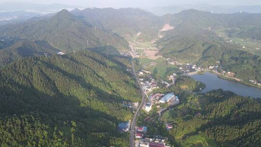 航拍大山山谷乡村公路道路