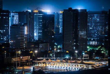 8K 西安 高新收费站 夜景 车流 延时