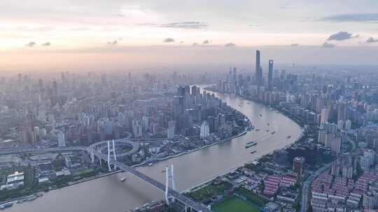 南浦大桥 陆家嘴 黄浦江 上海城市晚霞视频素材模板下载