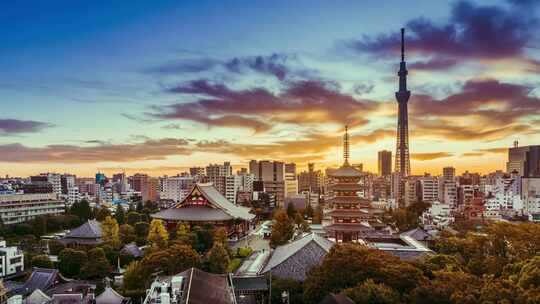 日本东京城市景观的日出_4K