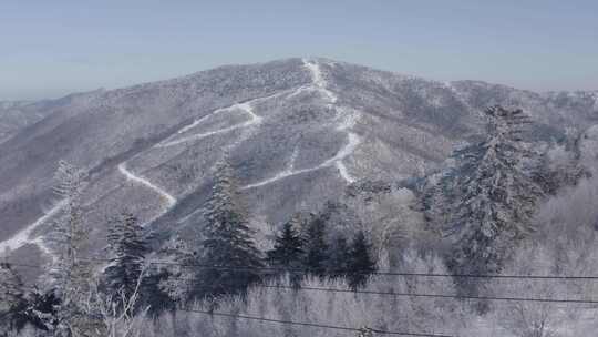 航拍吉林省吉林市北大湖滑雪场冬季风光