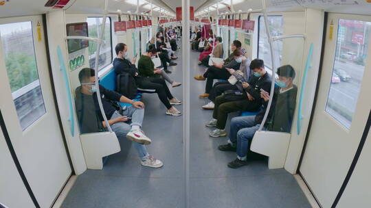上海地铁车厢内视频素材模板下载