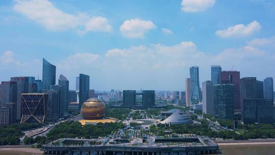 杭州城市阳台航拍风景