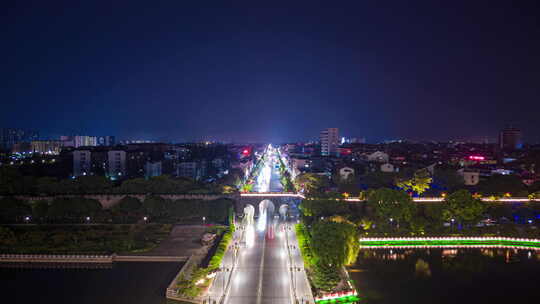 荆州古城夜景延时视频素材模板下载