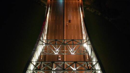 航拍高架桥跟车夜景视频素材模板下载