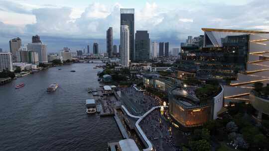 泰国曼谷湄南河城市icon siam夜景视频素材模板下载