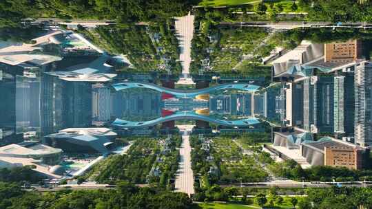 城市房地产镜像城市天空之城夜景延时航拍