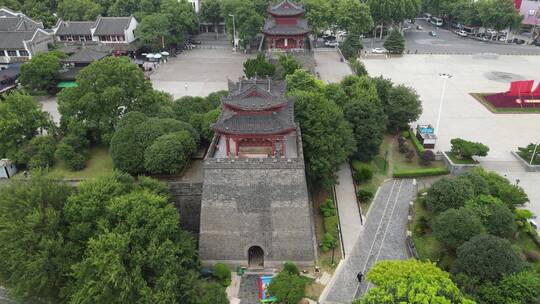 航拍湖南岳阳楼景区角楼