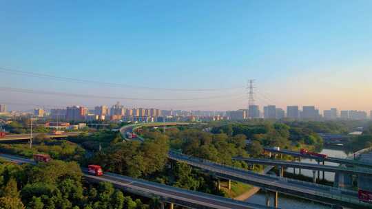 杭州钱塘新区下沙立交桥城市风景视频素材