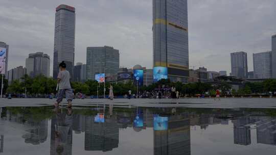 2023雨后广州珠江新城建筑群合集视频素材模板下载