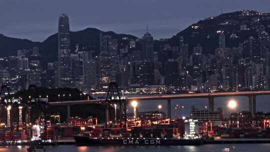 香港港口城市夜景