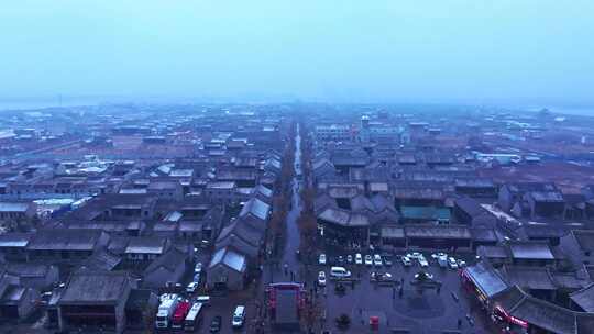 河南商丘古城雪景航拍