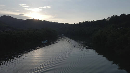 广西城市山水风光日落乡土中国