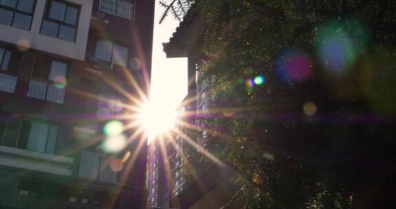 阳光透过大楼空境时间变换