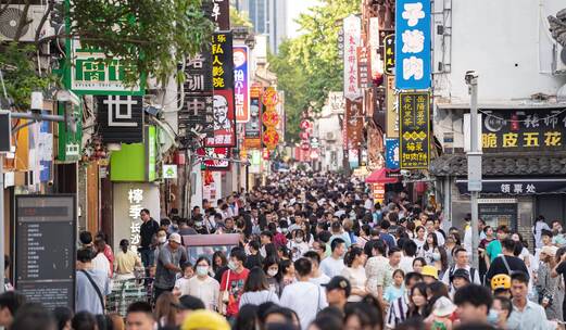 长沙太平老街人山人海人流延时