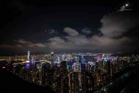 香港维多利亚港的城市夜景