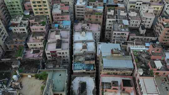 深圳城市城中村建筑大芬村上沙下沙航拍